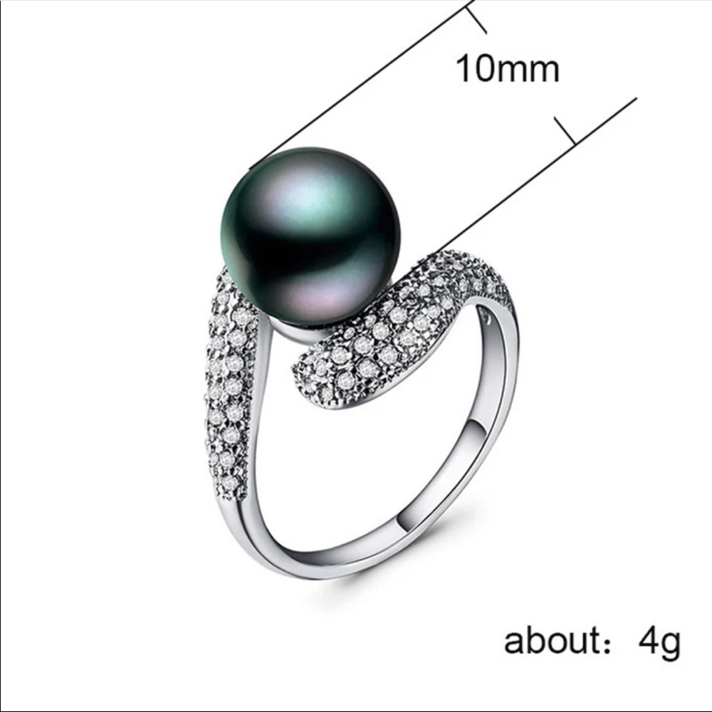 New 925 Silver Sapphire Pearl Women’s Ring - Picture 6 of 6